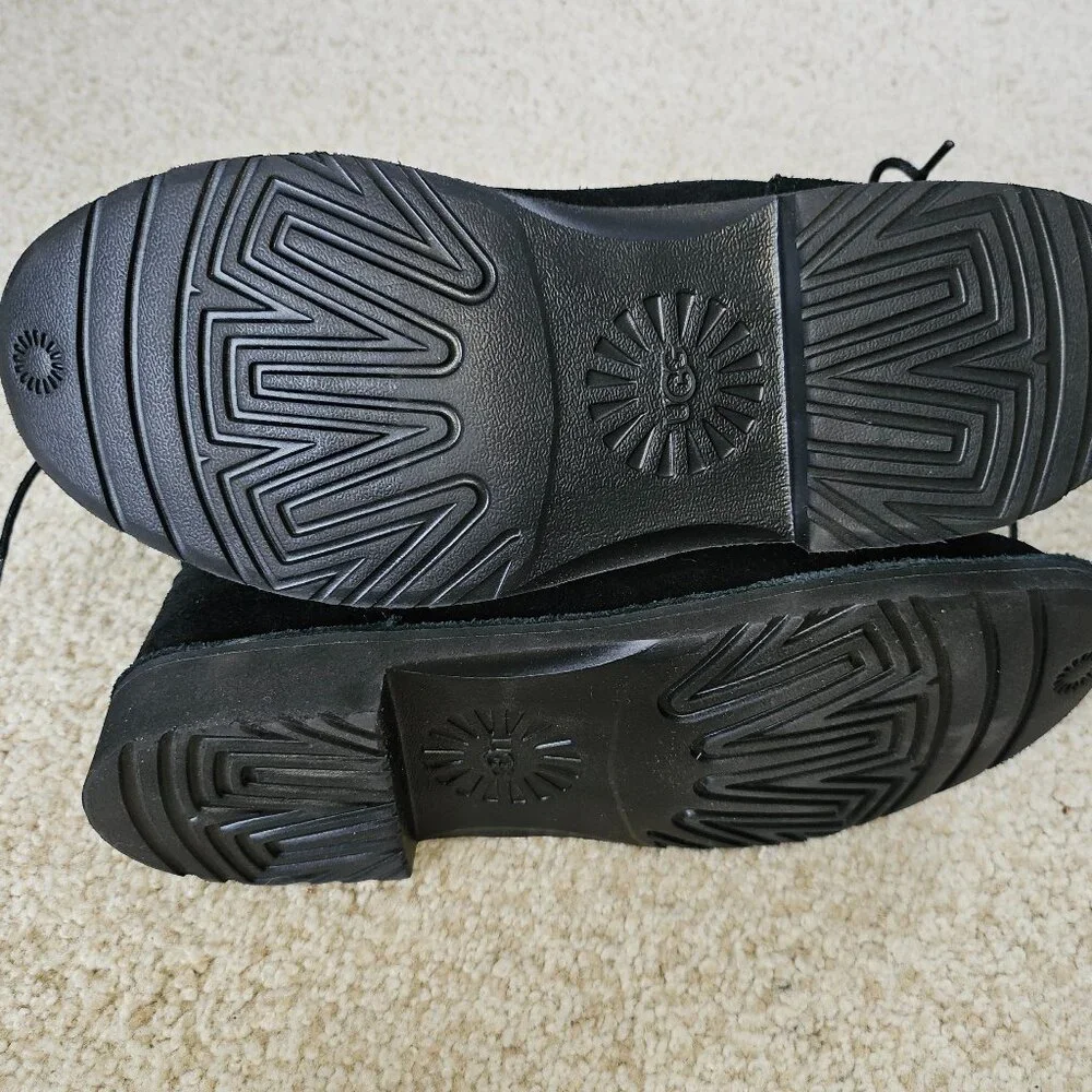 NWOT UGG BLACK SUEDE BOOTS with LACE UP BACK TIES  & COZY PLUSH LINING SIZE 6 - Picture 11 of 12